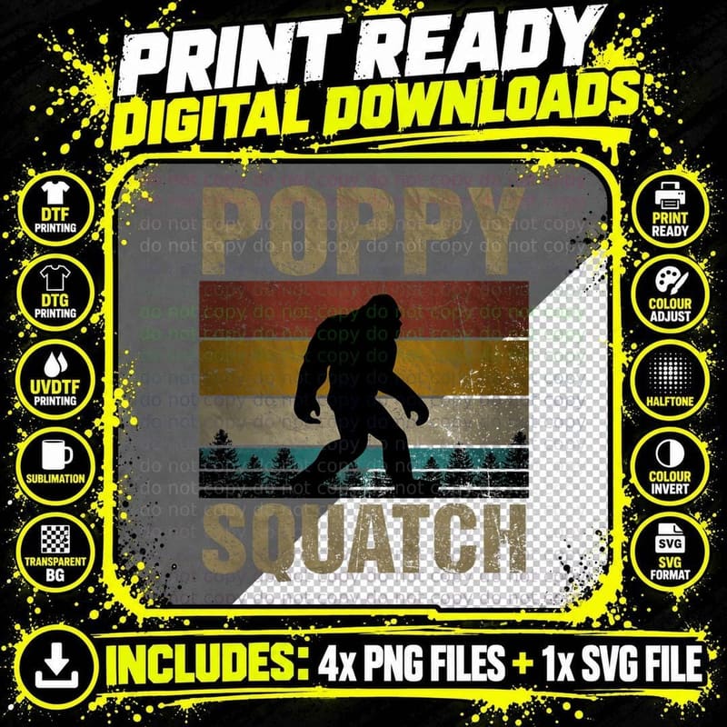 Poppy Squatch Bigfoot Poppy Sasquatch Yeti Family Png SVG Digital Bundle