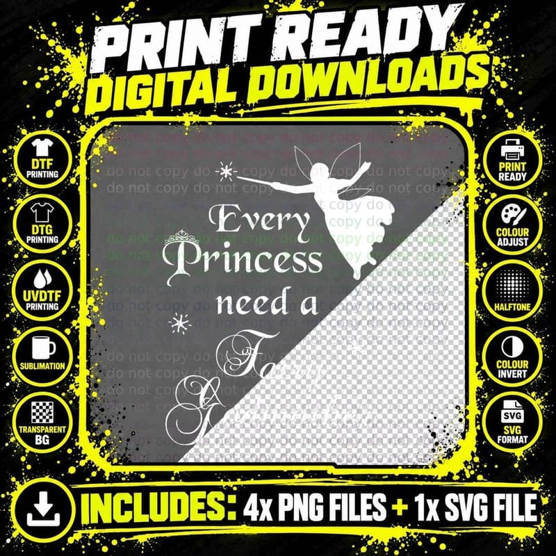 Princess Fairy Godmother T-Shirt, Cute Fairy Tale Design Png SVG Digital Bundle