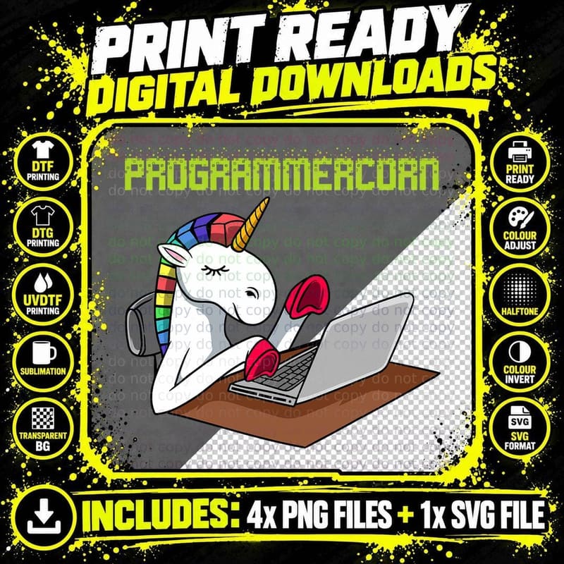 Programmercorn Pony Code Unicorn Programmer Coding Png SVG Digital Bundle