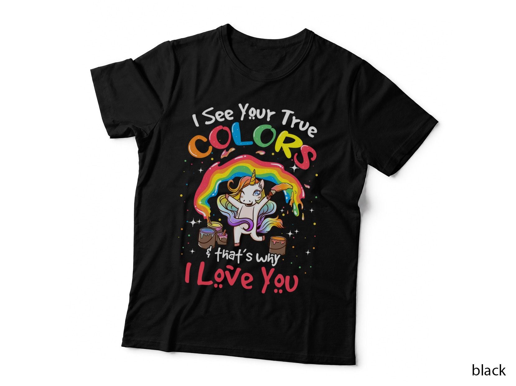 Rainbow Unicorn T-Shirt, Whimsical Art, Colorful Fantasy Print