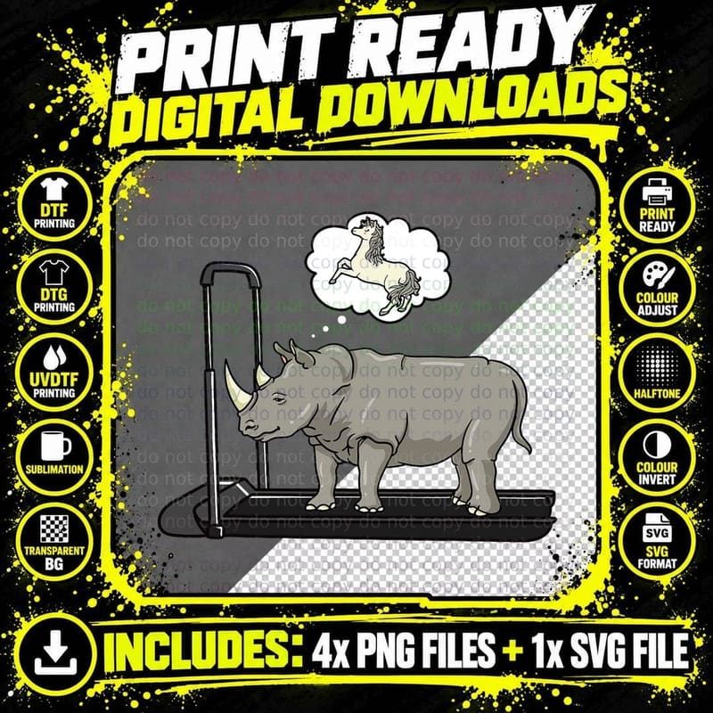 Rhino Loves Unicorn Rhinoceros Animal Wildlife Lover Png SVG Digital Bundle