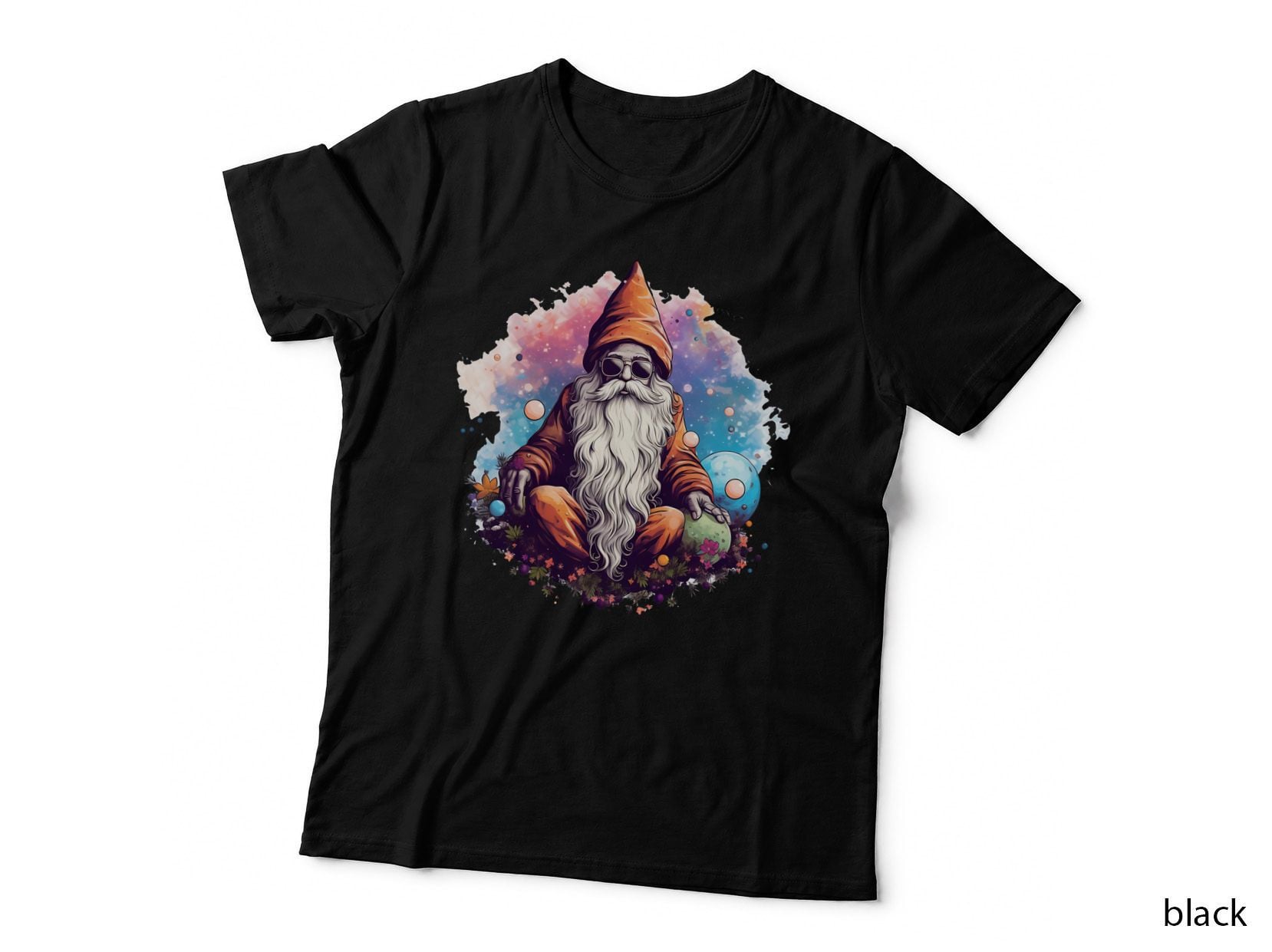 Space Gnome Meditating Hippie T-Shirt, Hippie Graphic Tee, Hippie Design Shirt