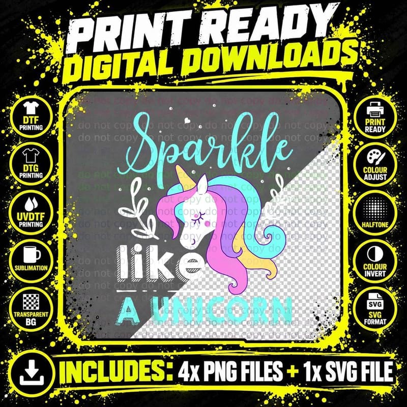 Sparkle Like a Unicorn Gift Lover Fan Lover Gift Fan Png SVG Digital Bundle