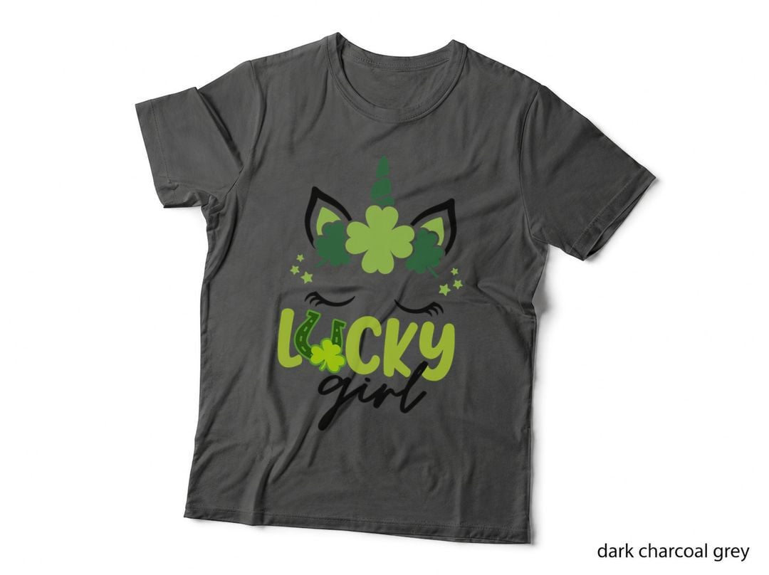 St. Saint Patrick's Day Irish Unicorn Face Shamrocks Girls T-Shirt