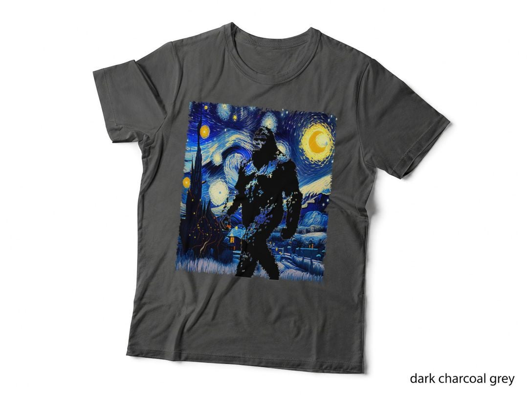 Starry Night Bigfoot Shirt Van Gogh Art Painting Sasquatch T-Shirt