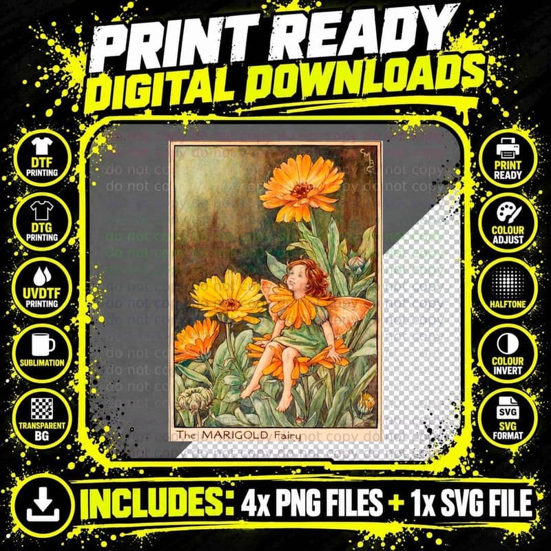 The Marigold Fairy T-Shirt Png SVG Digital Bundle