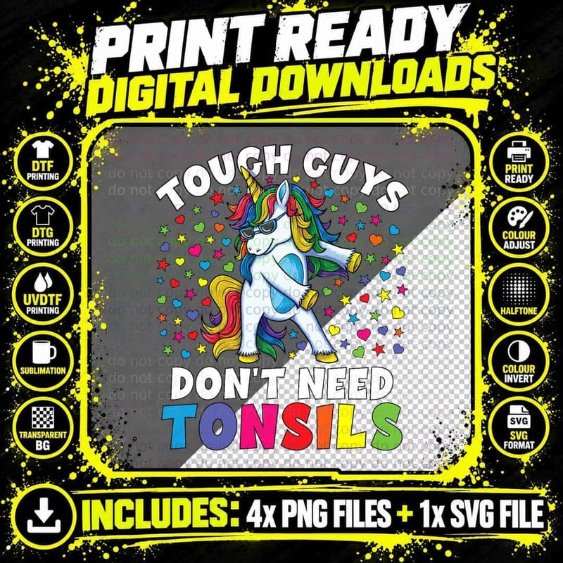 Tonsil Surgery Recovery Gift Boys Unicorn Tonsil Removal Png SVG Digital Bundle