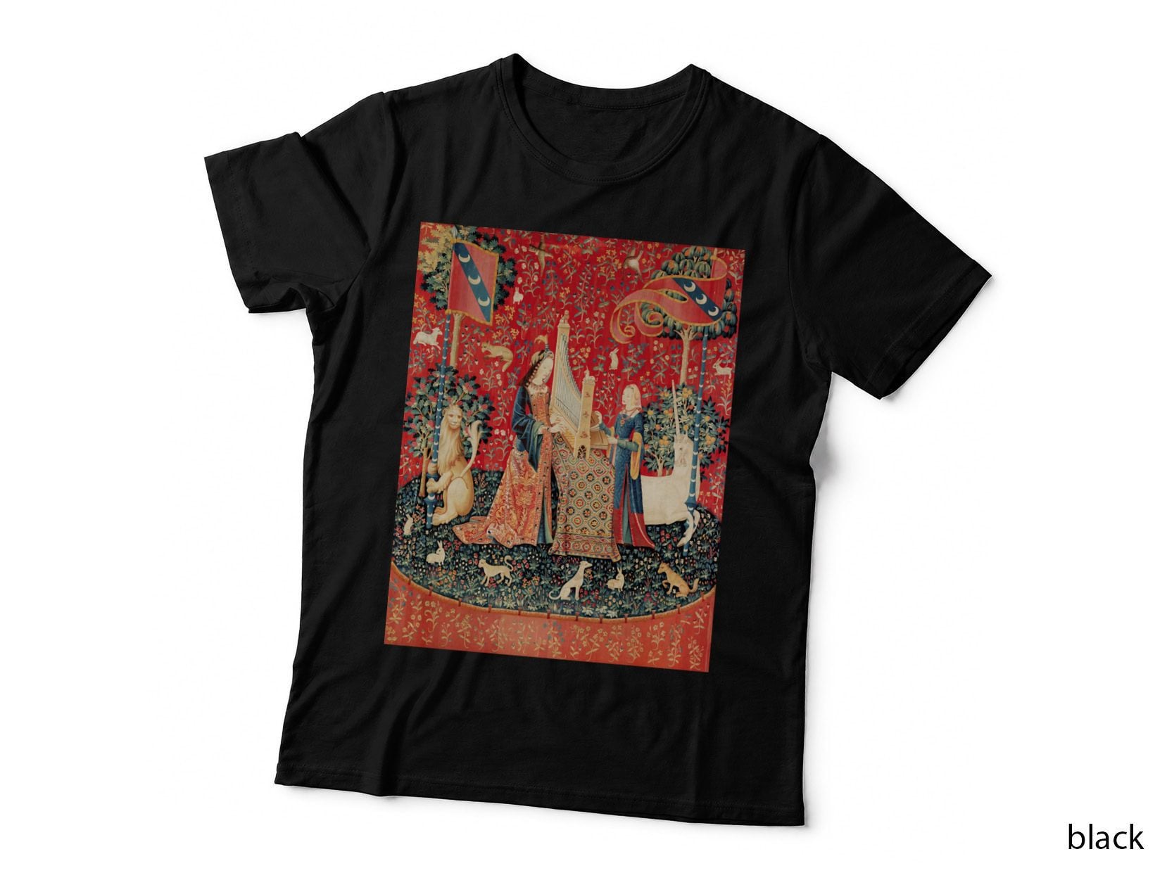 Unicorn AND LADY Playing ORGAN WITH Animals, Hearing T-Shirt