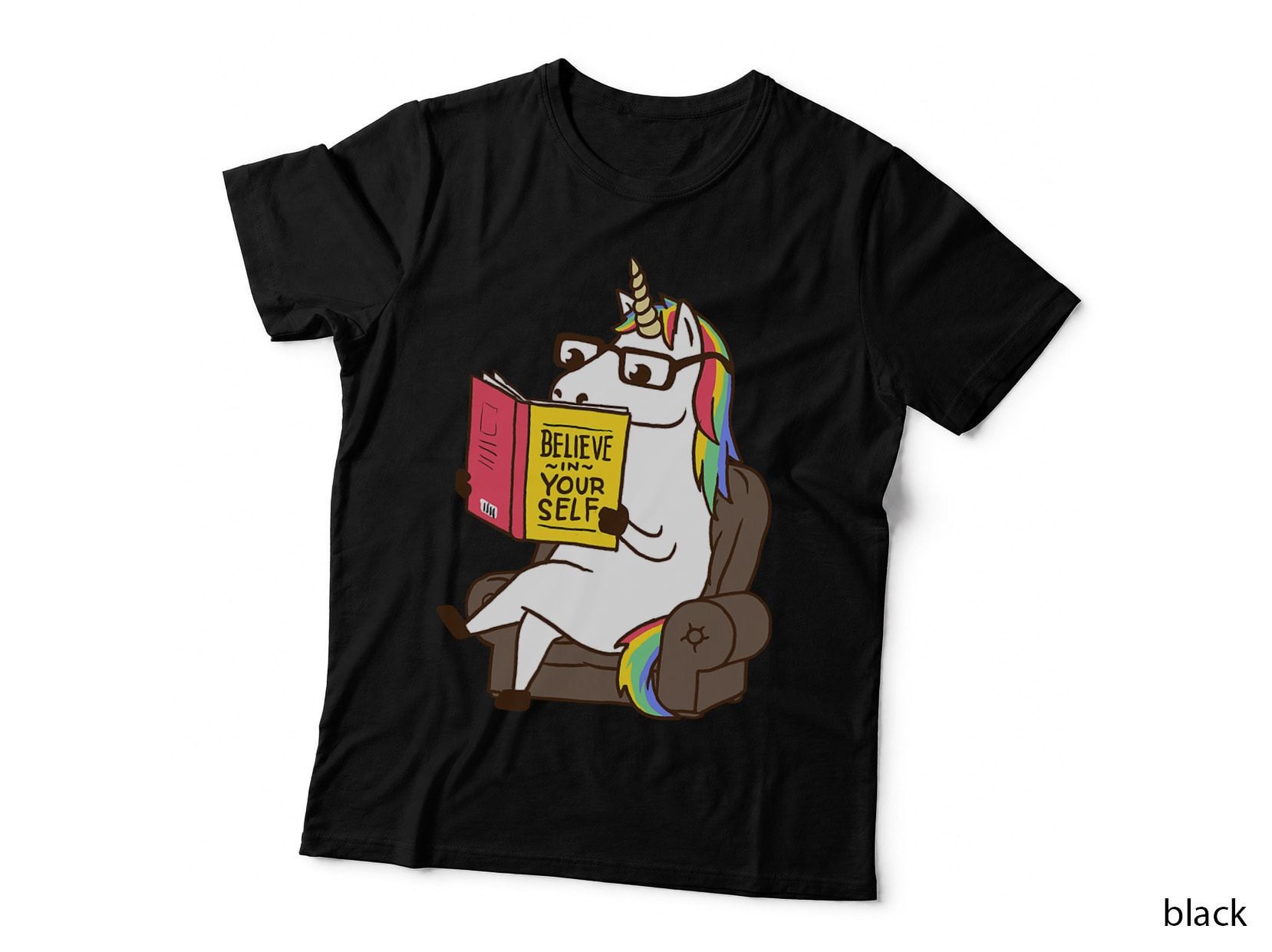 Unicorn Believe in Yourself Motivational Book Lover T-Shirt