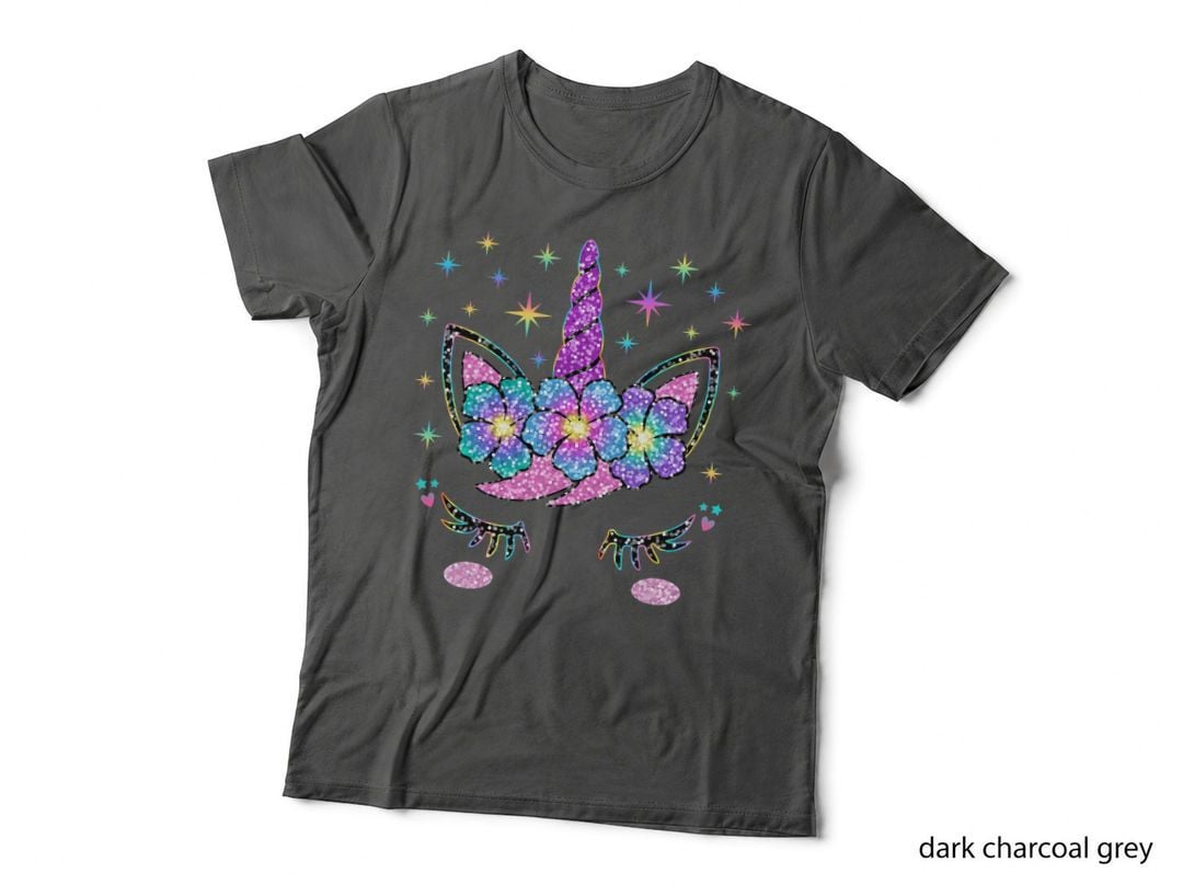 Unicorn Costume Rainbow Face Girls T-Shirt