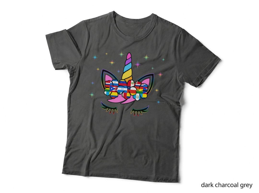 Unicorn Face Hispanic Heritage Month Countries Flag Girl Kid T-Shirt