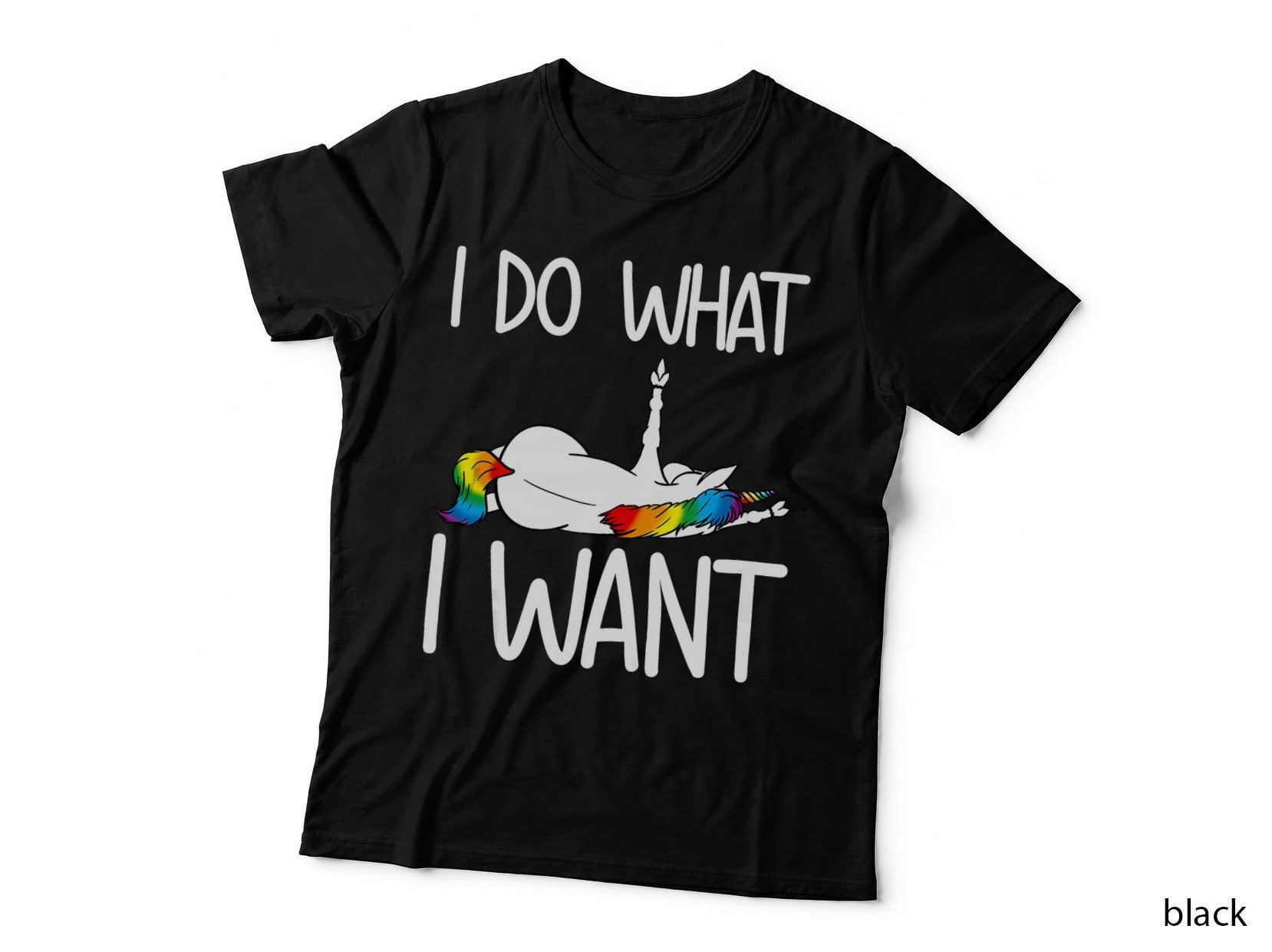 Unicorn Middel Finger I Do What Want Middle, Graphic T-Shirt