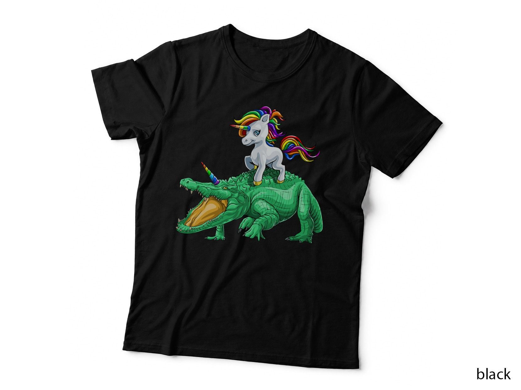 Unicorn Riding Crocodile Alligator Reptile Animal T-Shirt