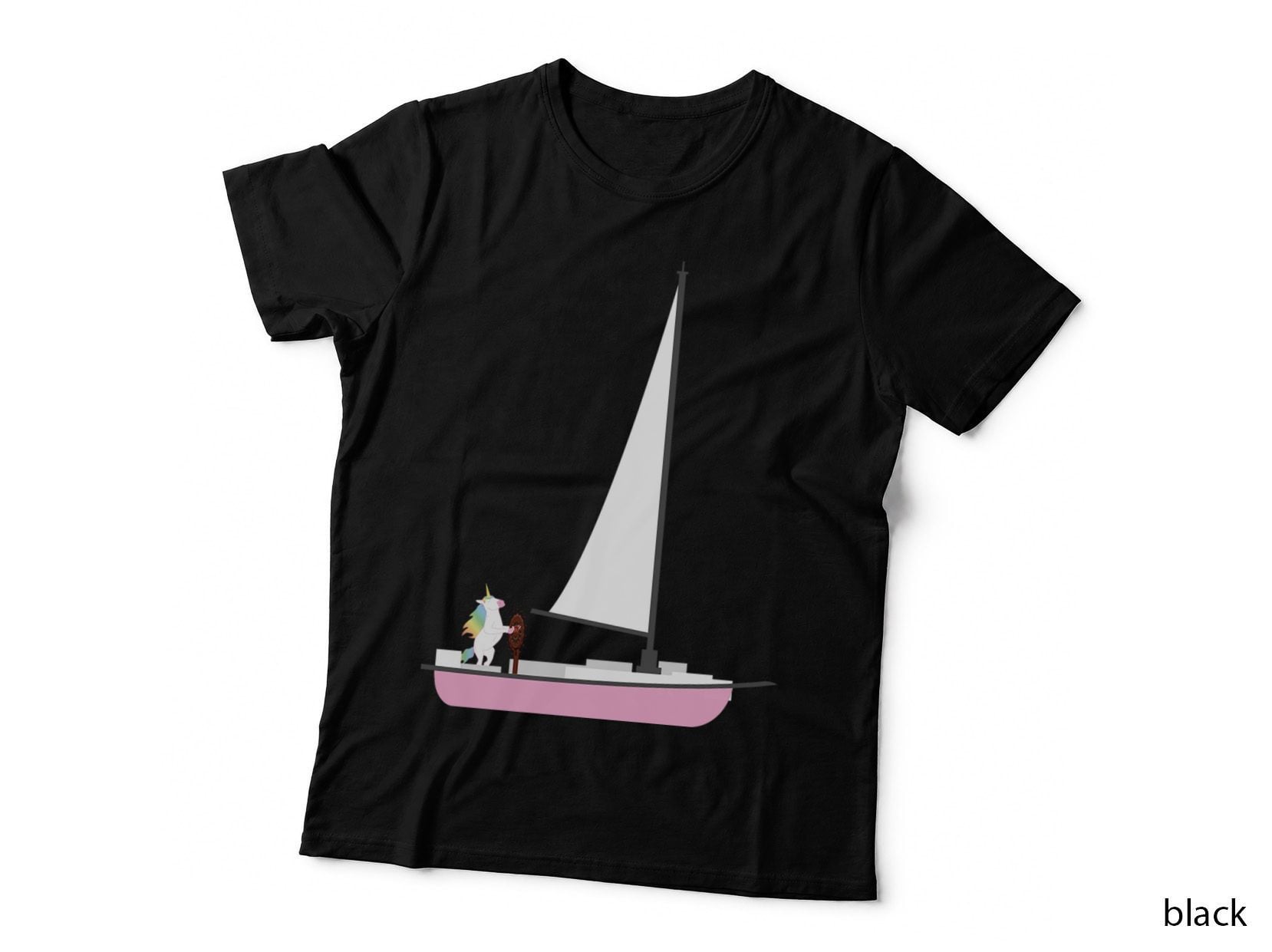 Unicorn Sailing Boat T-Shirt, Fantasy Nautical, Pet Lover Apparel