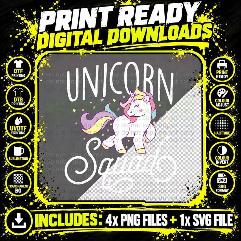 Unicorn Squad - Cute Unicorn Lovers Gift T-Shirt Png SVG Digital Bundle