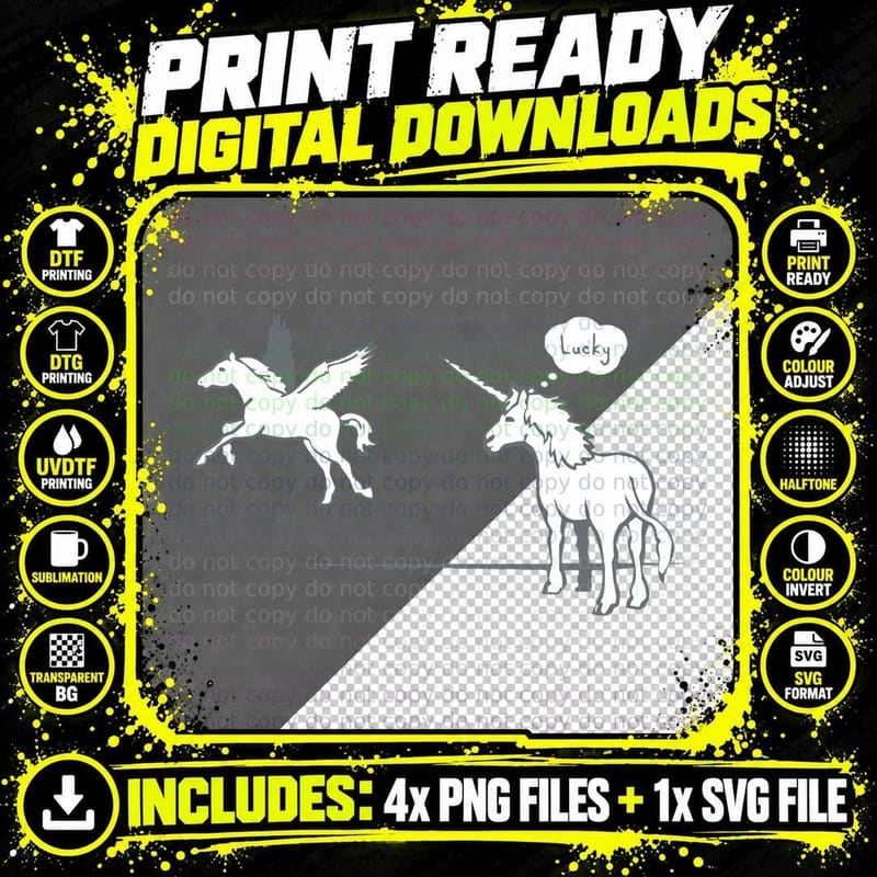 Unicorn and Pegasus T-Shirt Png SVG Digital Bundle