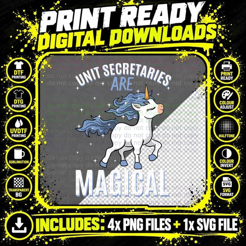 Unit Secretaries Are Magical Unicorn Job Admin Png SVG Digital Bundle