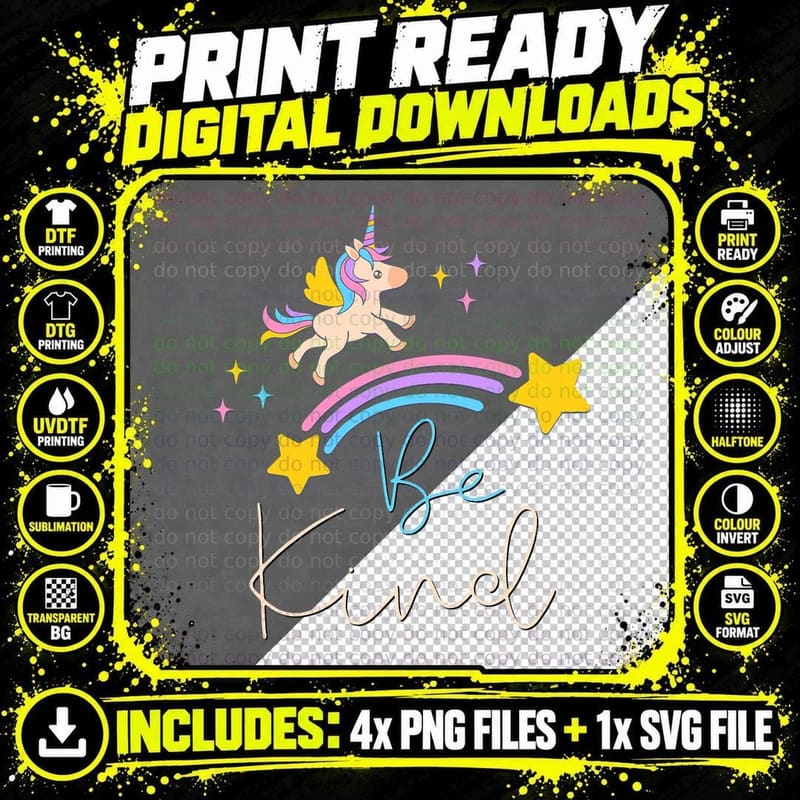Unity Day Orange for Kids Toddlers Be Kind Unicorn Png SVG Digital Bundle