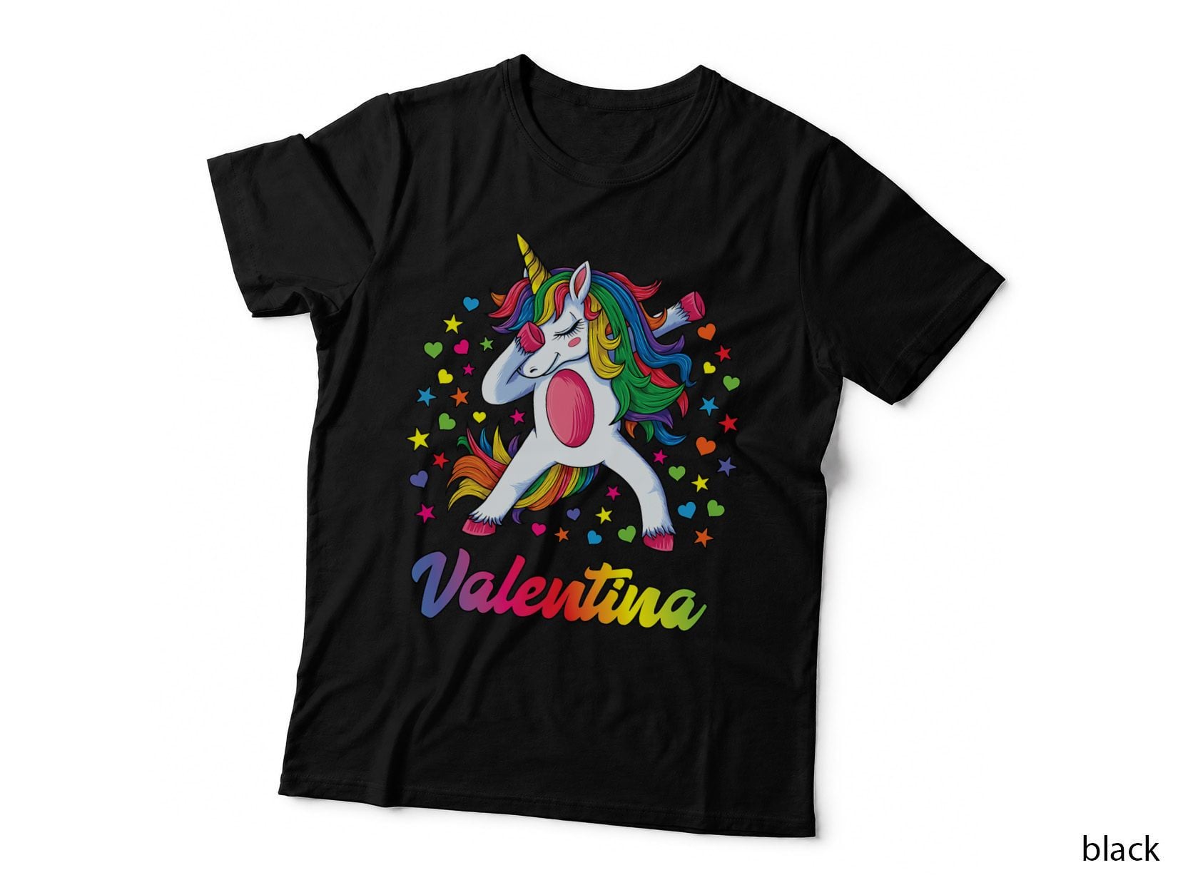 Valentina Dabbing Unicorn Rainbow Personalized Name Custom T-Shirt