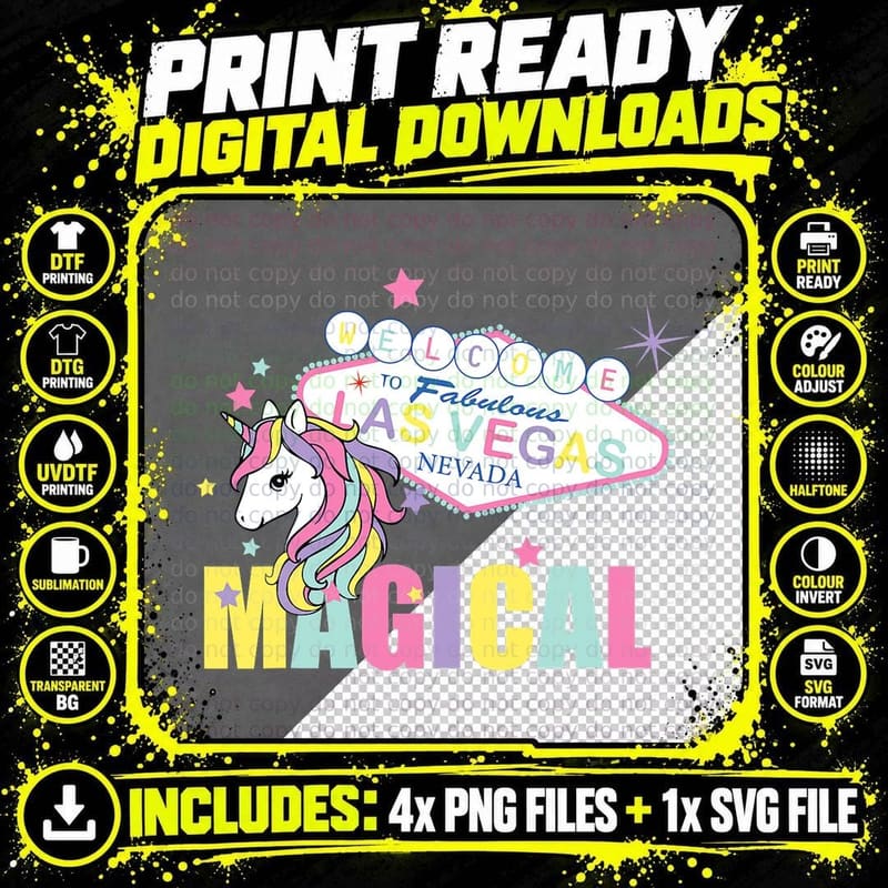 Welcome to Las Vegas Magical Unicorn T-Shirt Png SVG Digital Bundle