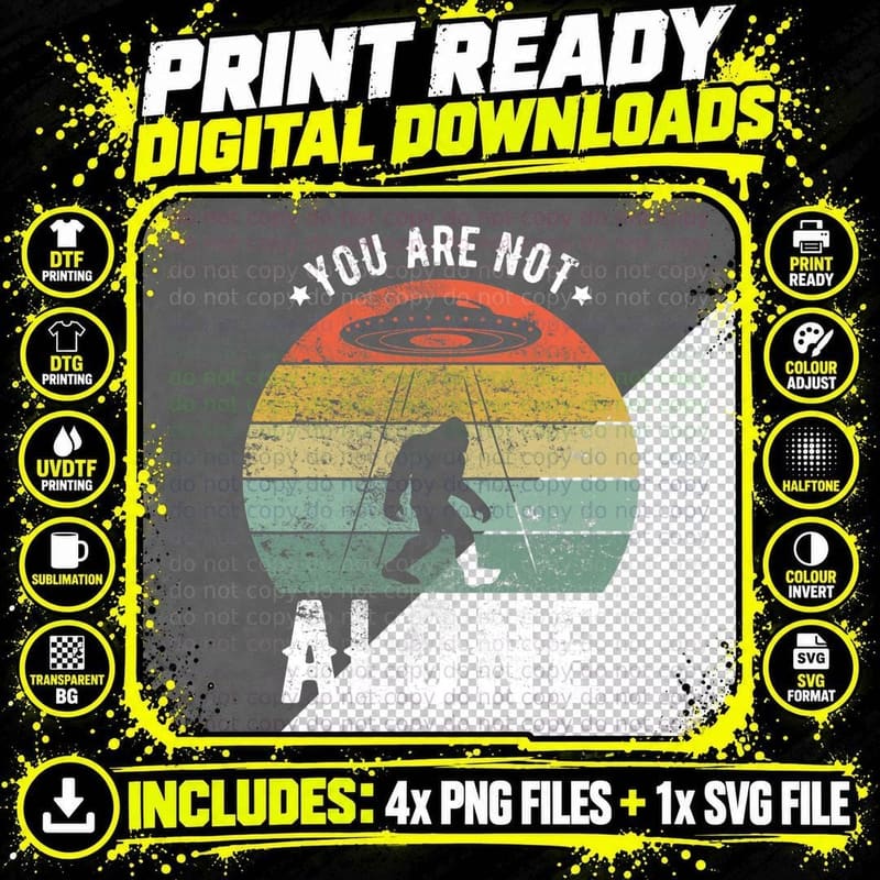 You Are Not Alone Bigfoot Karate Martial Arts Taekwondo Png SVG Digital Bundle