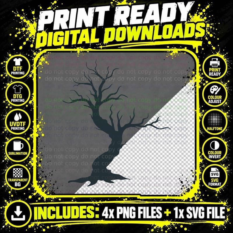 Bare Tree Silhouette Forest T-Shirt, Forest Graphic Tee Png SVG Digital Bundle