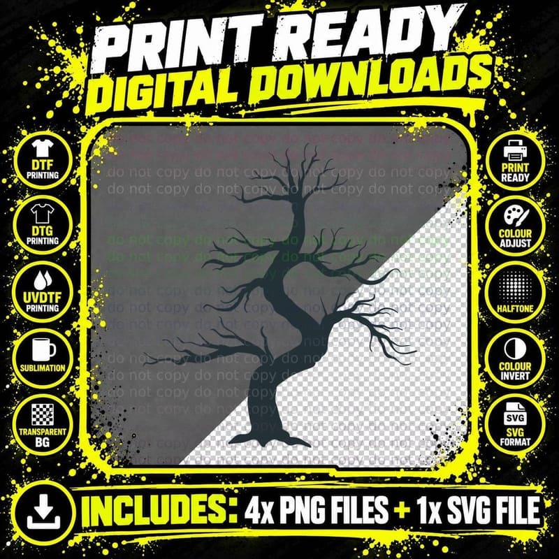 Bare Tree Silhouette Forest T-Shirt, Forest Graphic Tee Png SVG Digital Bundle
