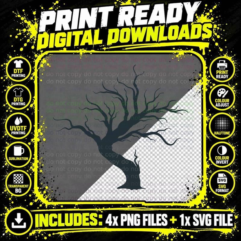 Bare Tree Silhouette Forest T-Shirt, Forest Graphic Tee Png SVG Digital Bundle