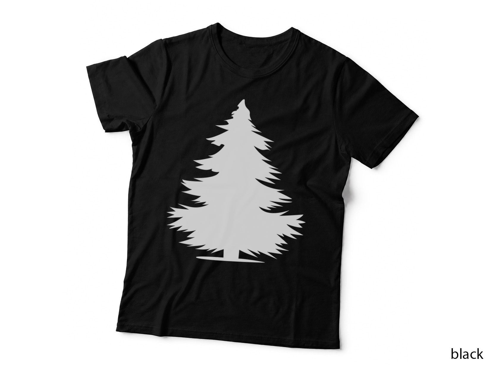 Black Pine Tree Silhouette Forest T-Shirt, Forest Graphic Tee