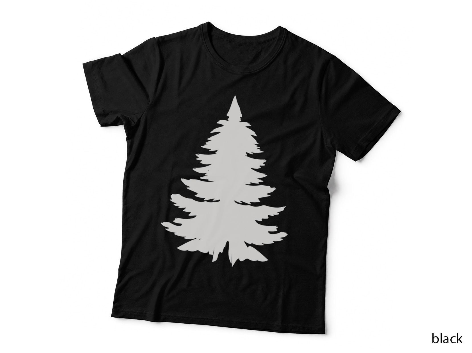 Black Pine Tree Silhouette T-Shirt, Trendy Graphic Tee, Trendy Graphic Shirt