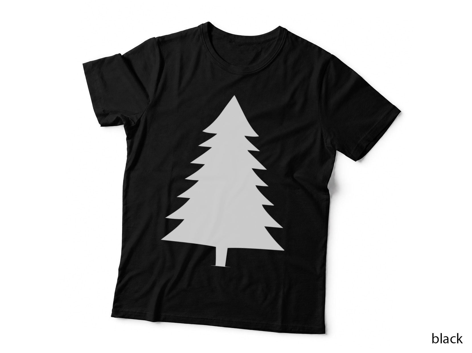 Black Pine Tree Silhouette Tree Style T-Shirt, Tree Graphic Tee, Tree Gift Shirt