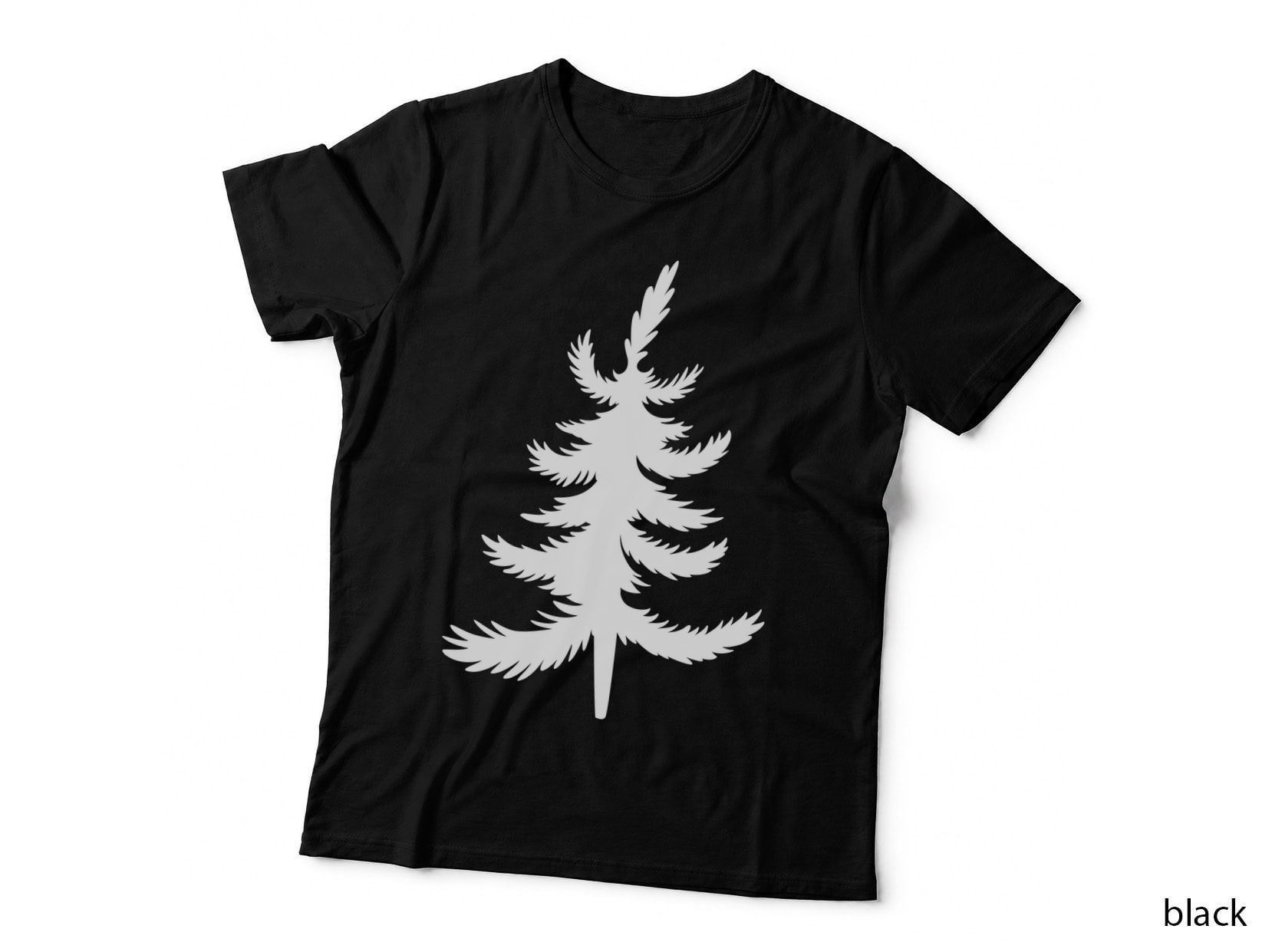 Black Pine Tree Silhouette Tree T-Shirt, Tree Graphic Tee, Tree Lover Shirt