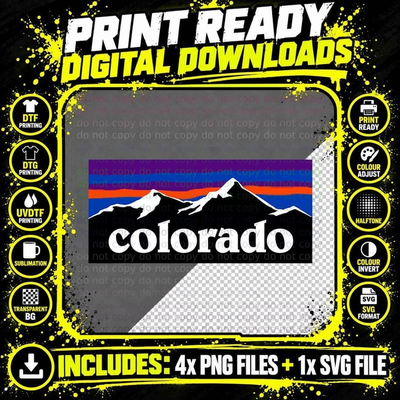 Colorado Mountains Outdoor Flag Design T Shirt MCMA Png SVG Digital Bundle