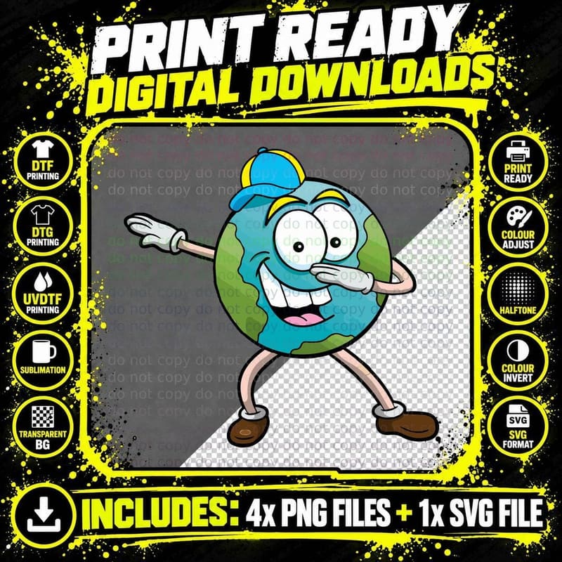 Dabbing Earth T-Shirt, Earth Day Apparel Png SVG Digital Bundle