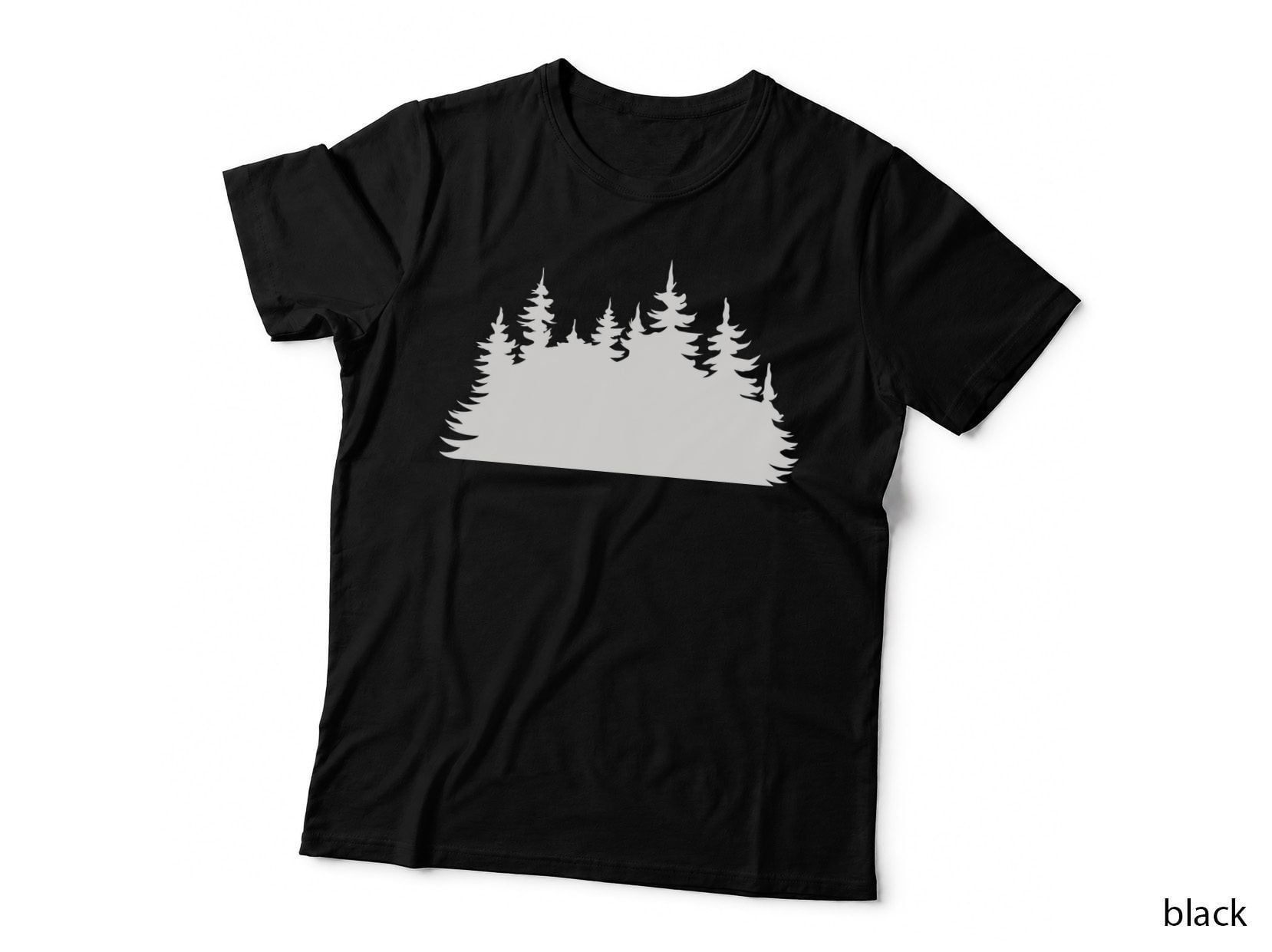 Dark Forest Silhouette Trees T-Shirt, Trendy Graphic Tee, Cool Design Shirt