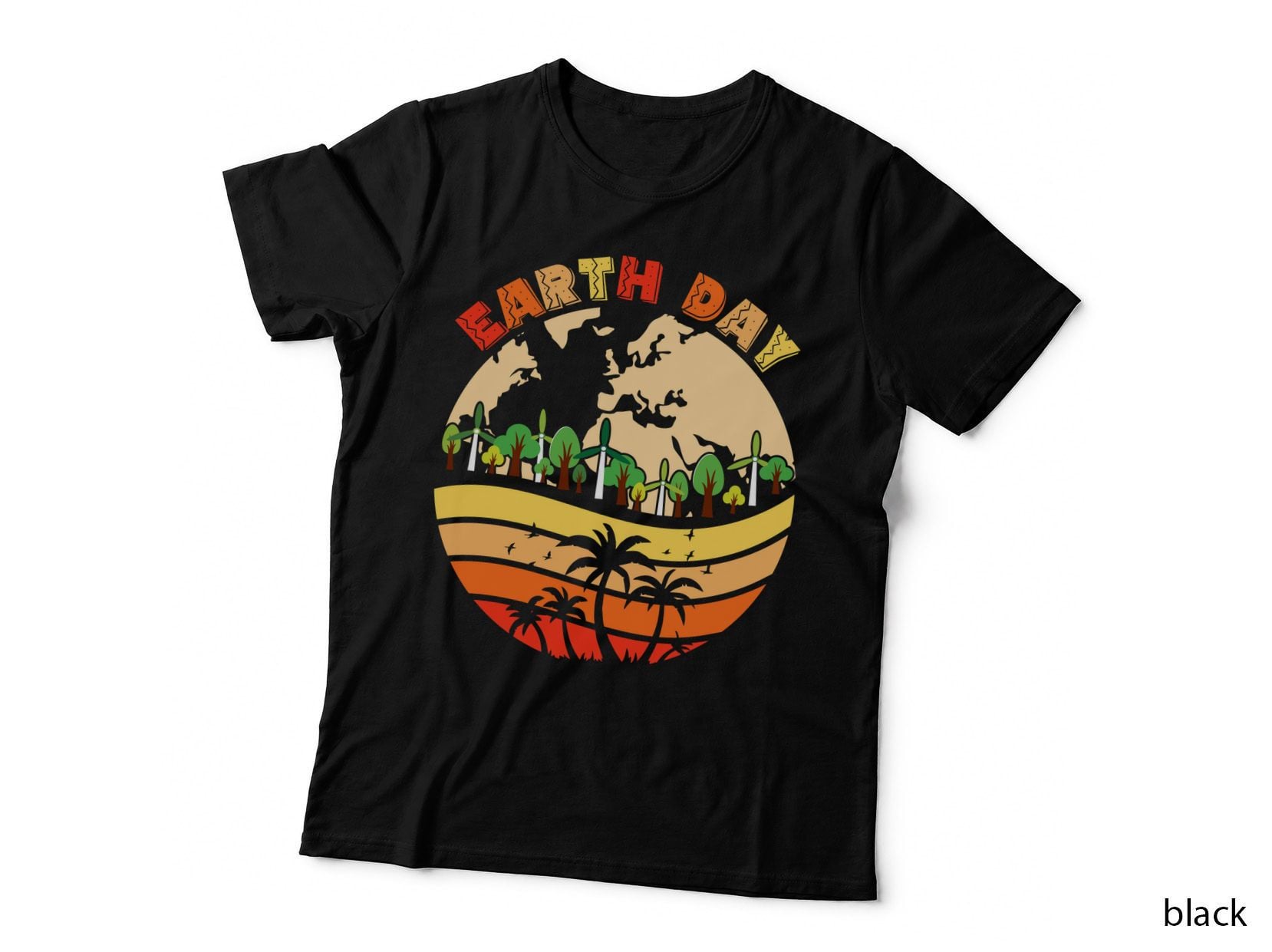 Earth Day Earth Day T-Shirt, Earth Day Globe with Windmills and Graphic Tee