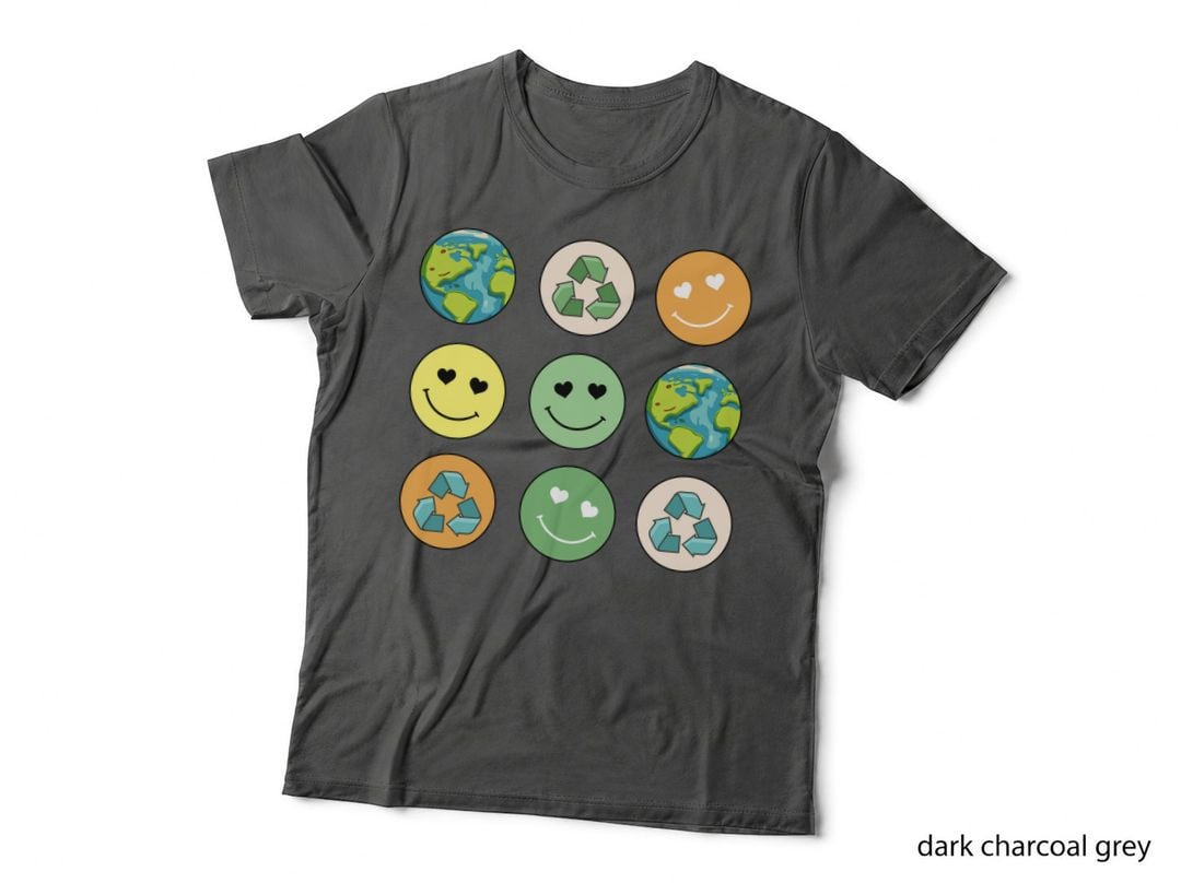 Earthly Smiles & Recycle Symbols Earth Day T-Shirt, Earth Day Graphic Tee