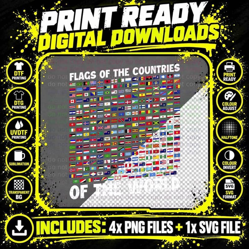 Flags of the Countries of the World International Earth Png SVG Digital Bundle