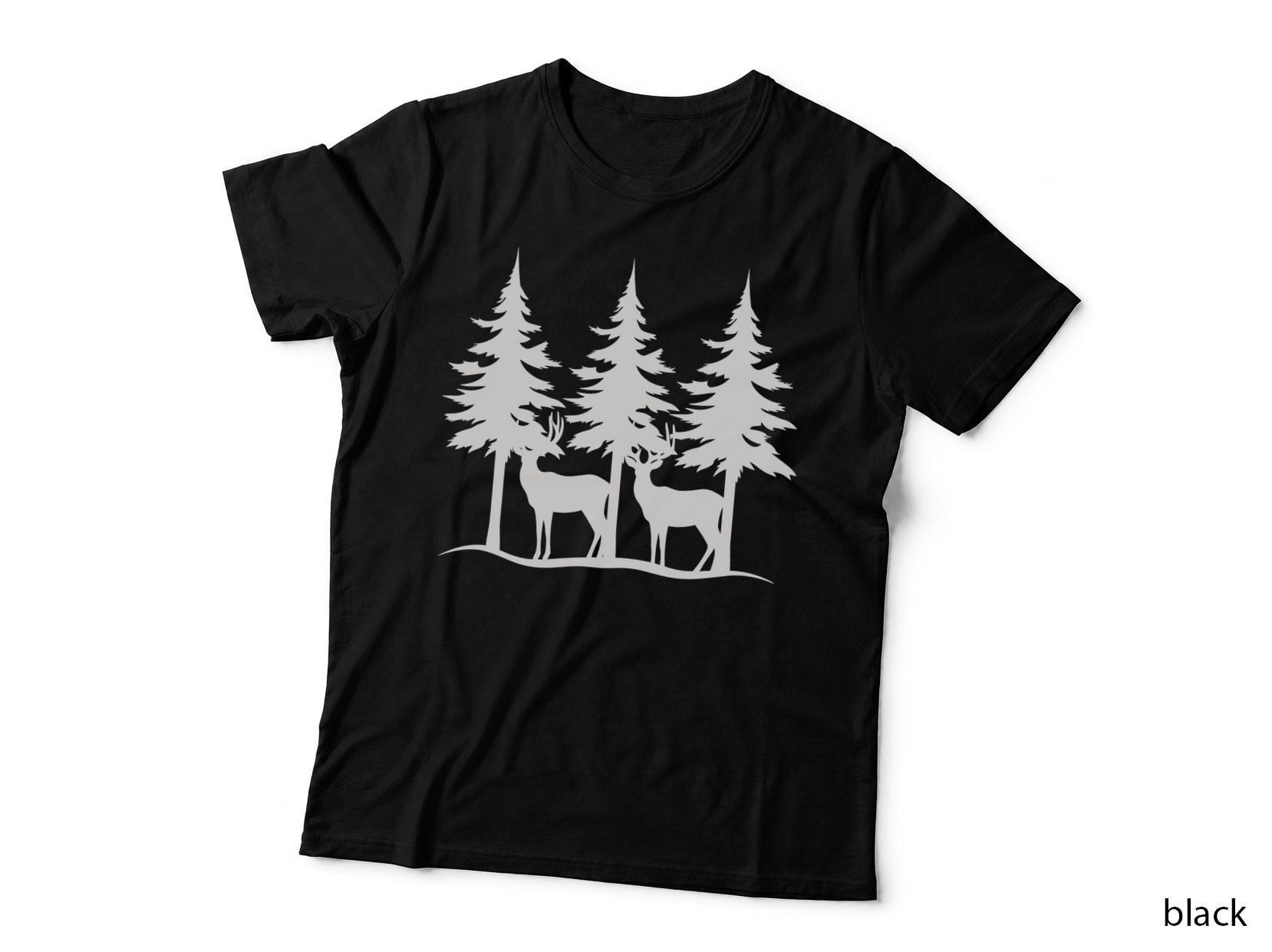 Forest Deer Silhouette Forest T-Shirt, Forest Graphic Tee, Forest Gift Shirt