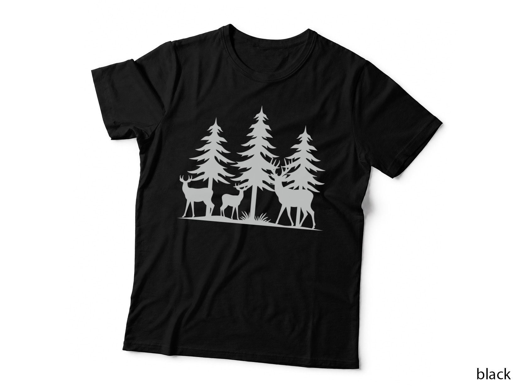 Forest Deer Silhouette Forest T-Shirt, Forest Graphic Tee, Forest Lover Shirt