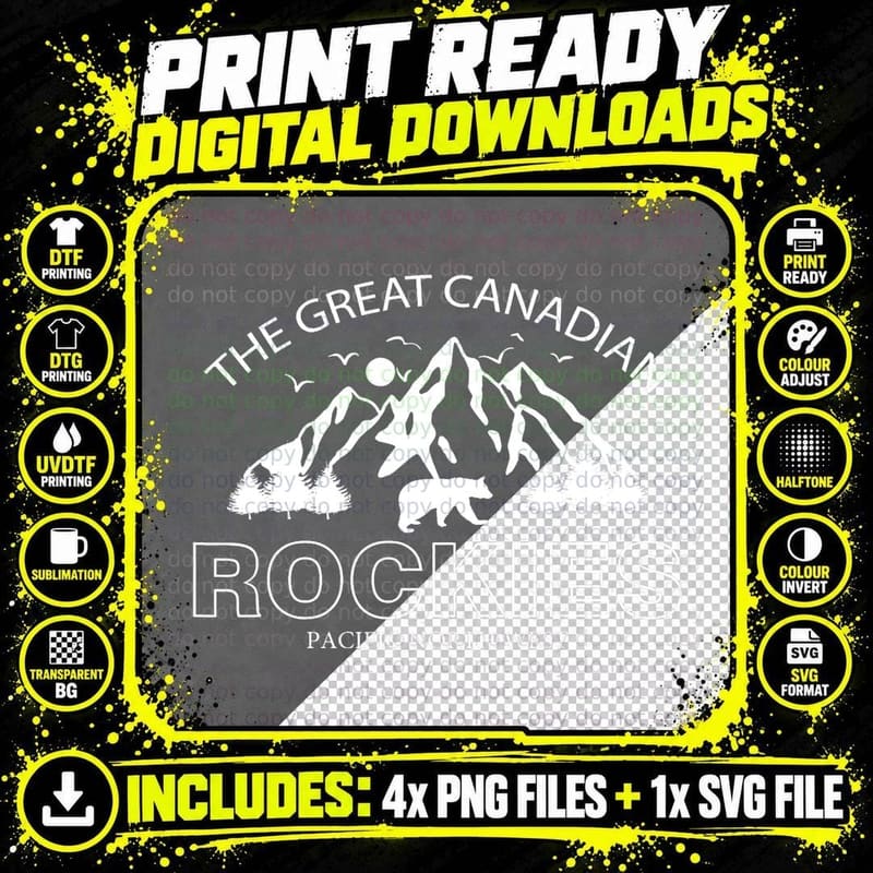 Great Canadian Rockies-Canadian Rocky Mountains T-Shirt Png SVG Digital Bundle