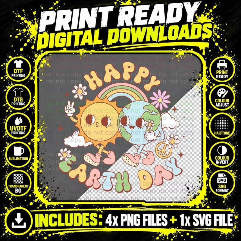 Happy Earth Day Earth Day Design T-Shirt Png SVG Digital Bundle