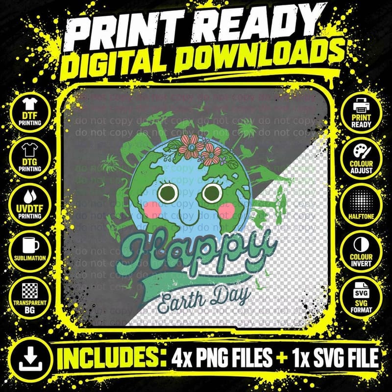 Happy Earth Day Earth Day T-Shirt, Earth Day Celebration Png SVG Digital Bundle