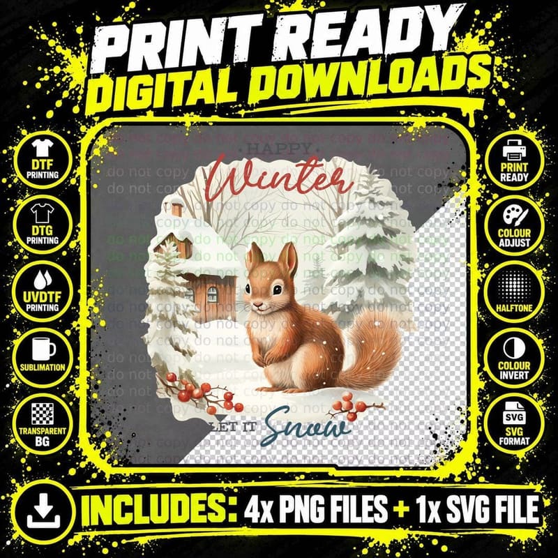 Happy Winter Let It Snow Winter T-Shirt Png SVG Digital Bundle
