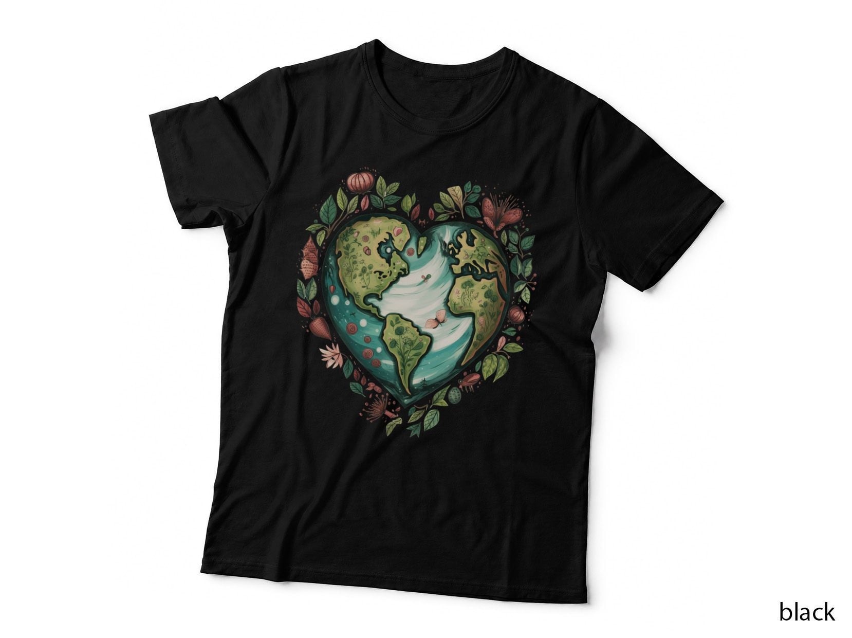 Heart-Shaped Earth with Foliage Earth Day T-Shirt, Earth Day Graphic Tee