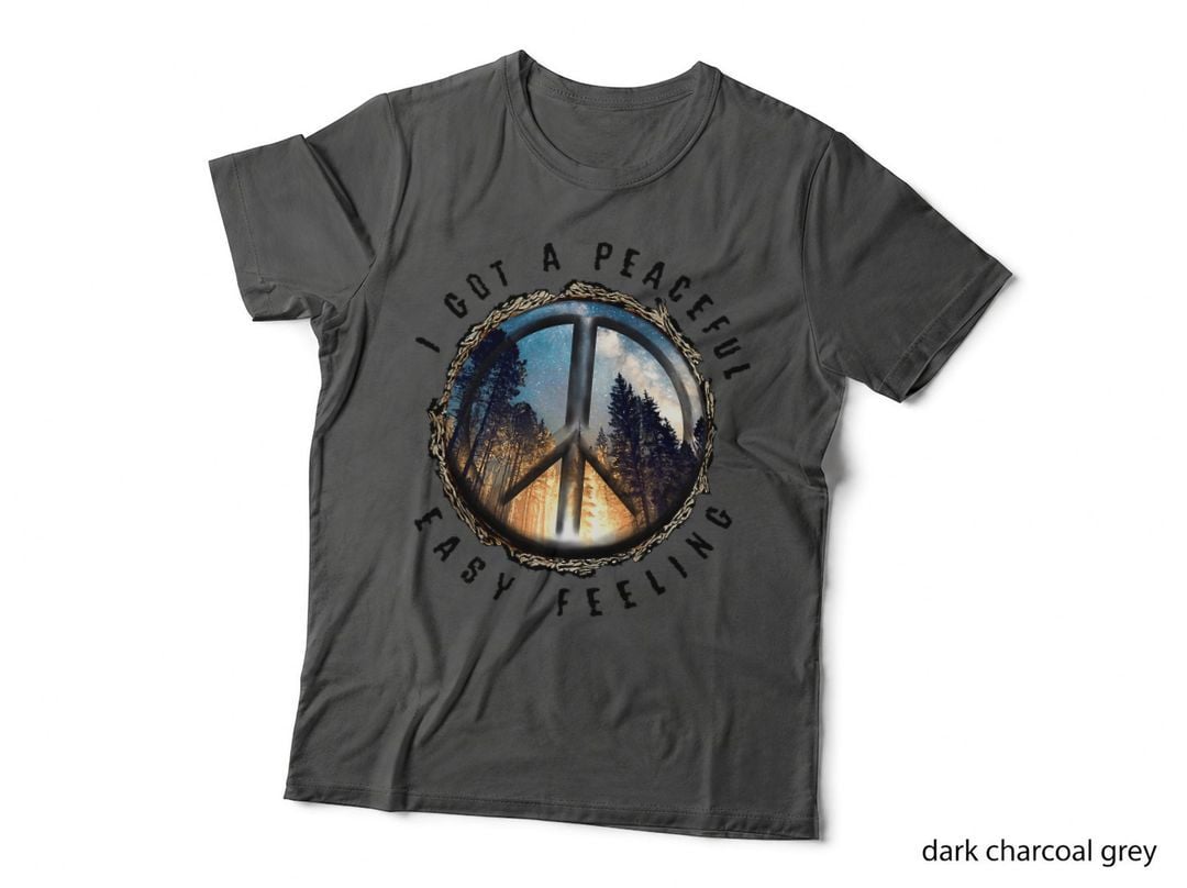 Hippie Peace Sign I Got a Easy Peaceful Feeling Forest Tree T-Shirt