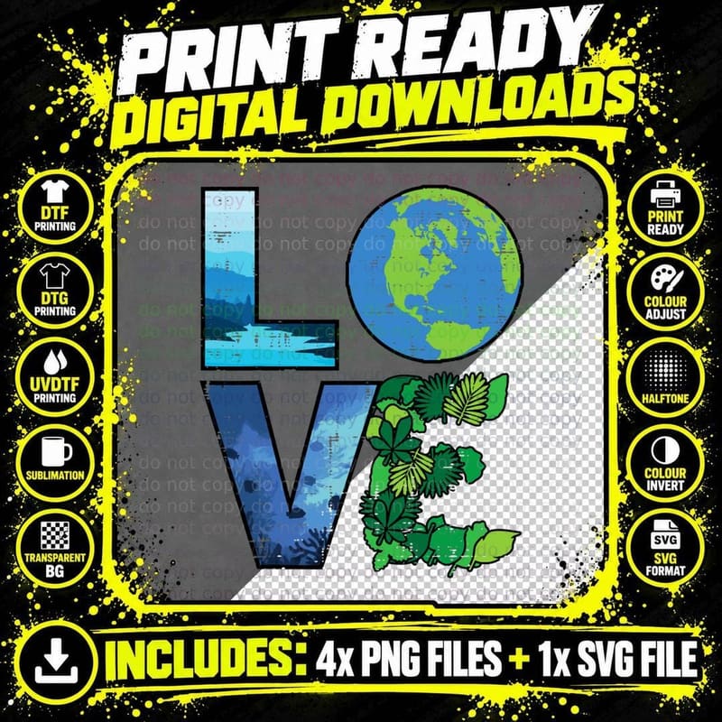 Love Earth Day Climate Nature Global Warming Men Women Png SVG Digital Bundle
