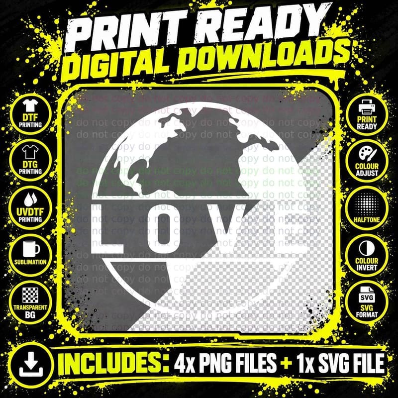 Love Earth Day T-Shirt, Earth Silhouette with Continents Png SVG Digital Bundle