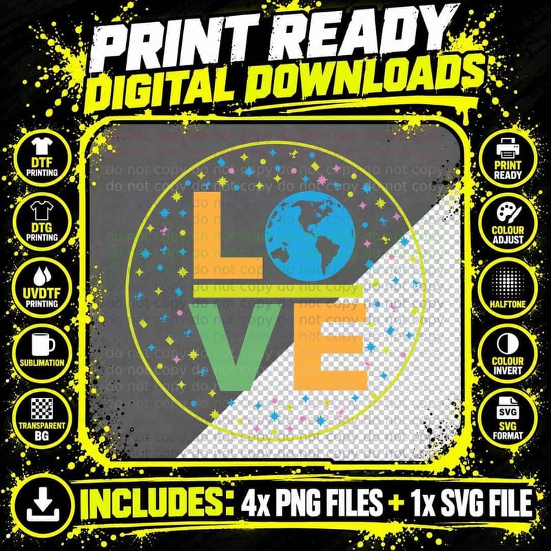 Love Earth Day T-Shirt, Earth Surrounded by Colorful Png SVG Digital Bundle