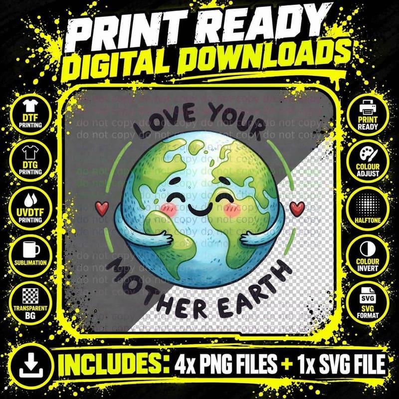 Love Your Mother Earth Day T-Shirt Png SVG Digital Bundle